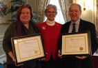 Honorees Chris Lokhammer (PNC Wealth Management) and Albert Stark (Stark and Stark Attorneys at Law) with Community Foundation President Nancy Kieling