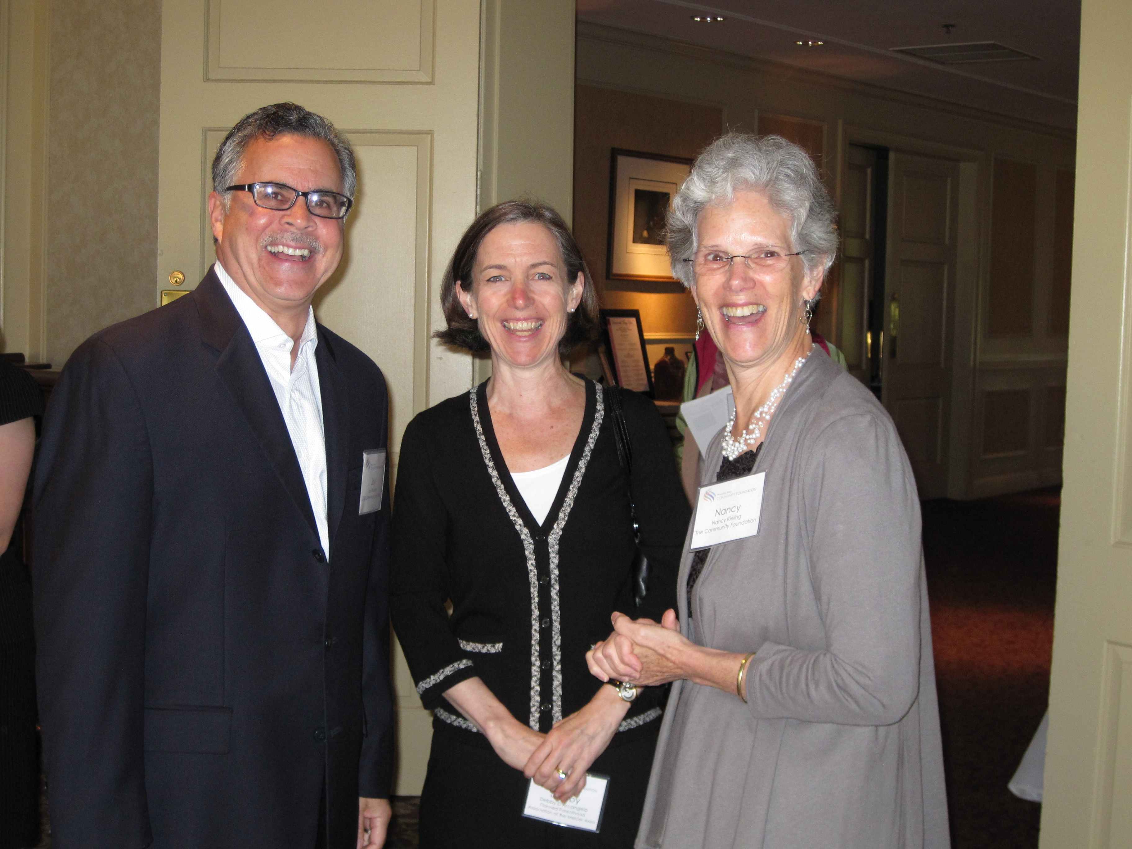 Jay Watson, left, a Community Foundation trustee and VP of the D&R Greenway, Debby D’Arcangelo, center, CEO of Planned Parenthood of the Mercer Area and Kieling at launch of CCAT study in October.